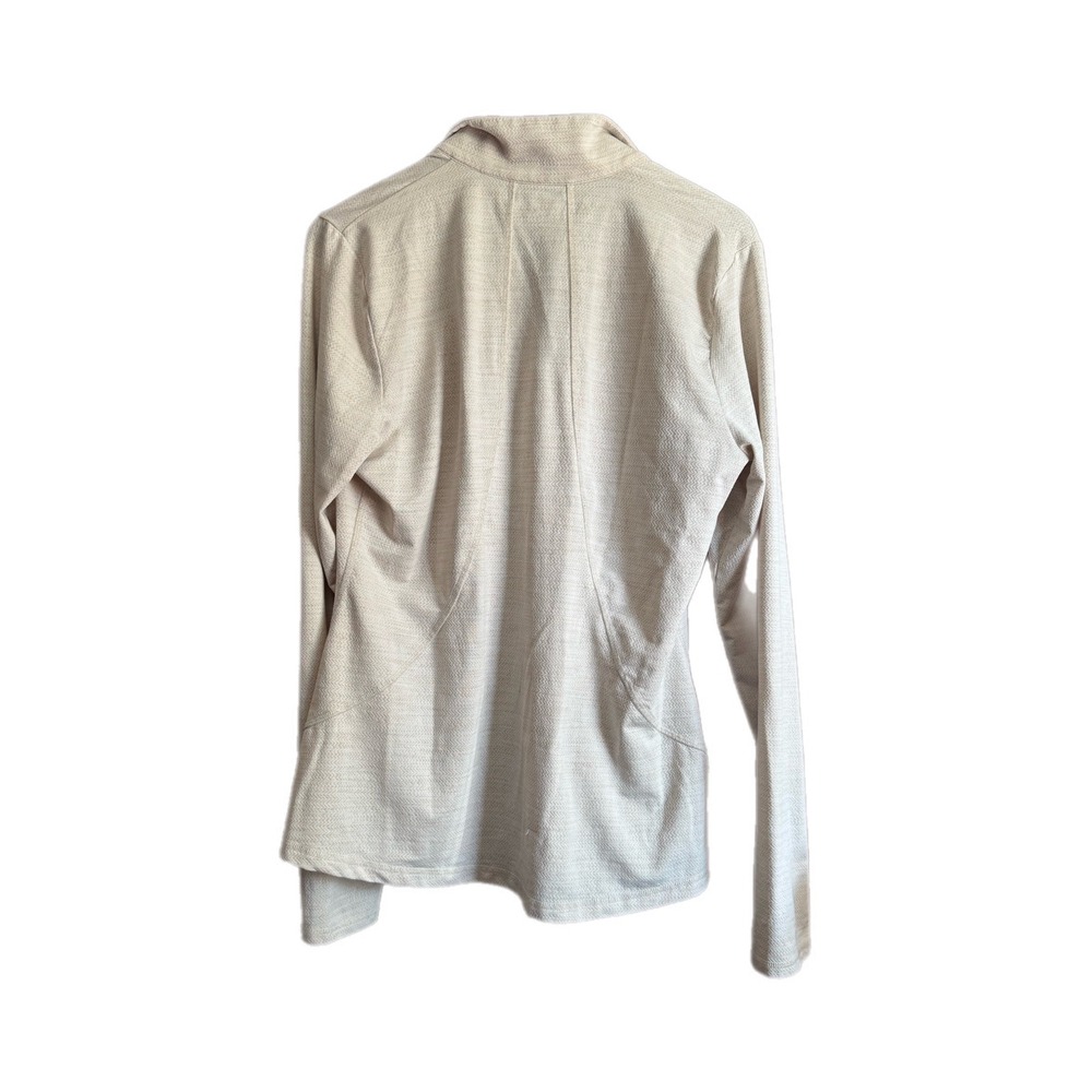 BCG Pullover Top Women Large Beige Excellent 1/4 Zip Chevron Thumbhole Active - Picture 7 of 7